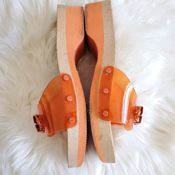 Dr Scholl's X Urban Outfitters Jelly Sandals 8/38 Adjustable Buckle Orange - Picture 5 of 9
